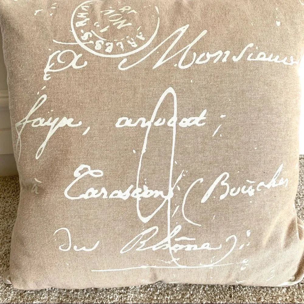 Tan Pillow with‎ wording